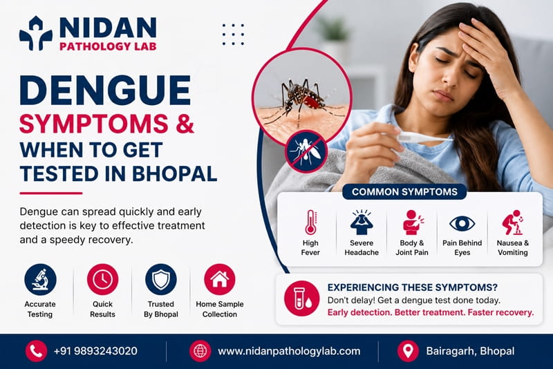Dengue fever symptoms and blood test information for Bhopal residents at Nidan Pathology Lab